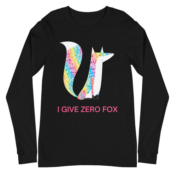 Black I Give Zero Fox Glitter Unisex Long Sleeve T-Shirt by Queer In The World Originals sold by Queer In The World: The Shop - LGBT Merch Fashion