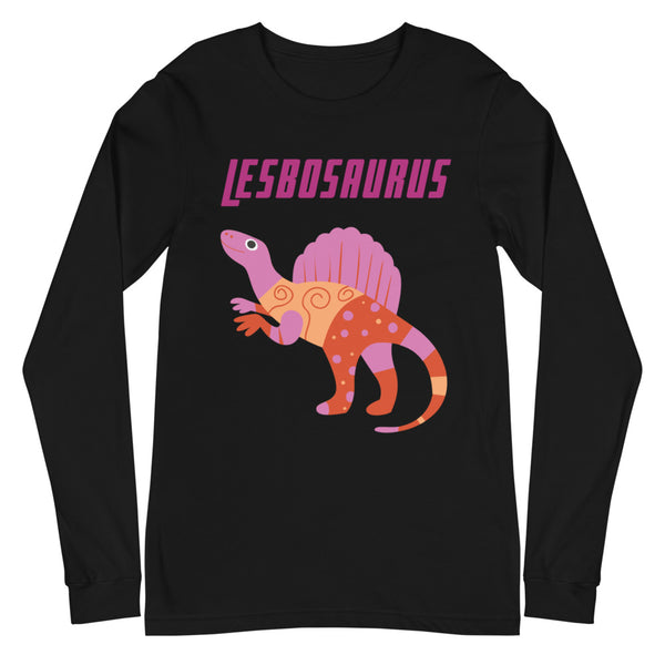 Black Lesbosaurus Unisex Long Sleeve T-Shirt by Queer In The World Originals sold by Queer In The World: The Shop - LGBT Merch Fashion