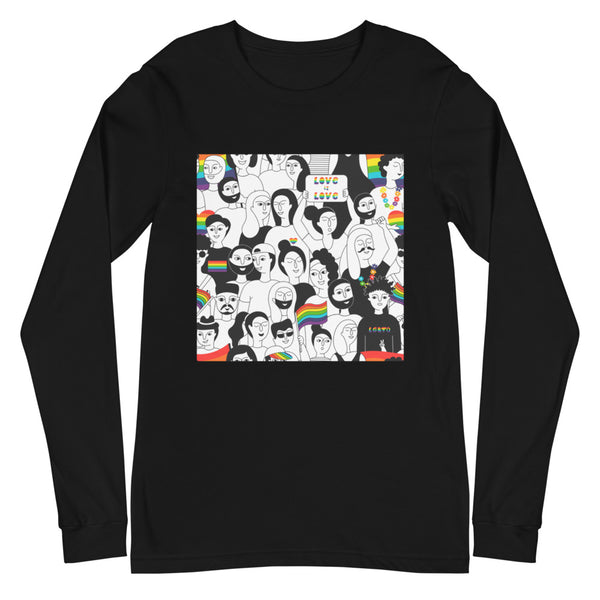 Black LGBT Pride Unisex Long Sleeve T-Shirt by Queer In The World Originals sold by Queer In The World: The Shop - LGBT Merch Fashion