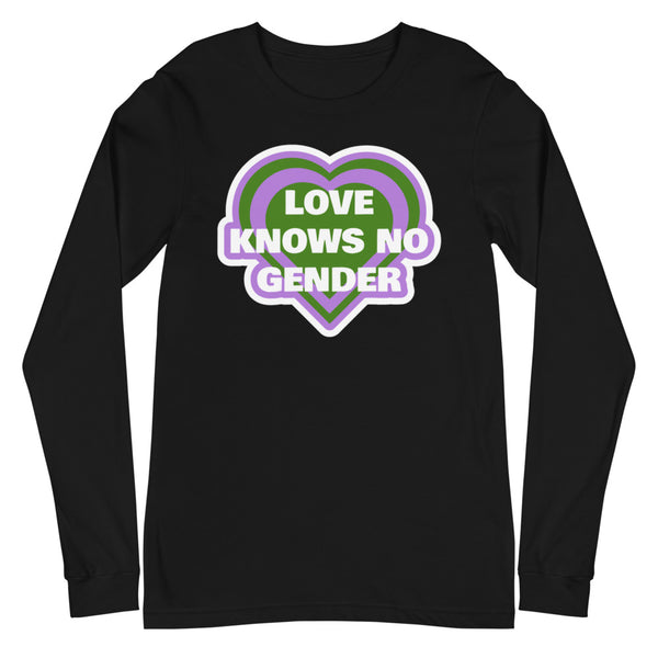 Black Love Knows No Gender Genderqueer Unisex Long Sleeve T-Shirt by Queer In The World Originals sold by Queer In The World: The Shop - LGBT Merch Fashion