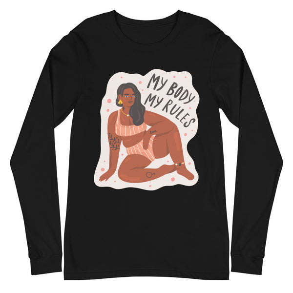 Black My Body My Rules Unisex Long Sleeve T-Shirt by Queer In The World Originals sold by Queer In The World: The Shop - LGBT Merch Fashion