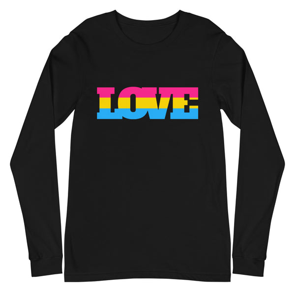 Black Pansexual Love Unisex Long Sleeve T-Shirt by Queer In The World Originals sold by Queer In The World: The Shop - LGBT Merch Fashion