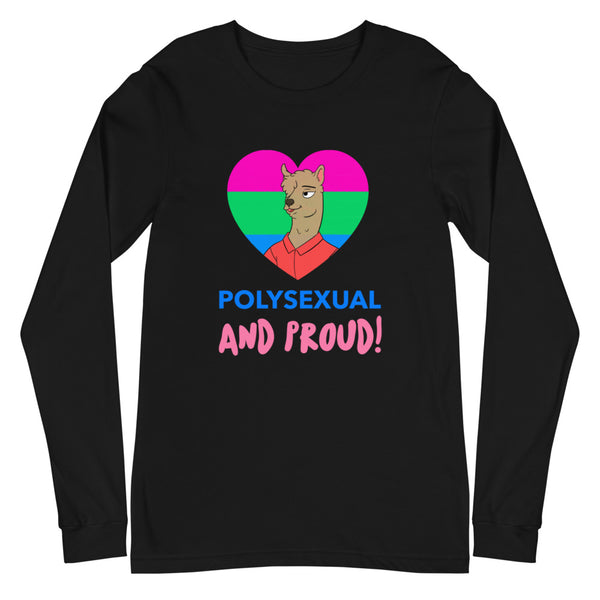 Black Polysexual And Proud Unisex Long Sleeve T-Shirt by Queer In The World Originals sold by Queer In The World: The Shop - LGBT Merch Fashion