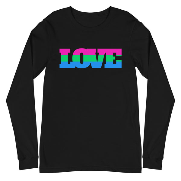 Black Polysexual Love Unisex Long Sleeve T-Shirt by Queer In The World Originals sold by Queer In The World: The Shop - LGBT Merch Fashion