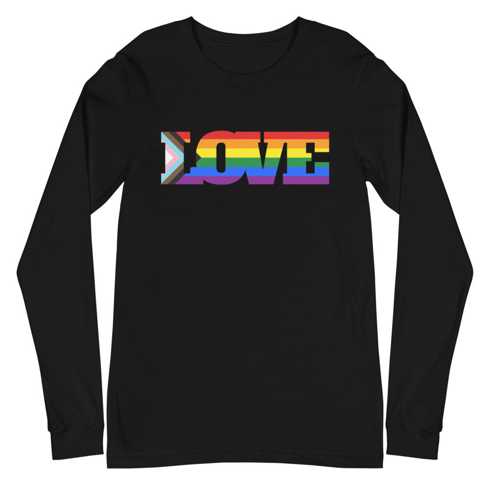 Black Progress Lgbt Love Unisex Long Sleeve T-Shirt by Queer In The World Originals sold by Queer In The World: The Shop - LGBT Merch Fashion