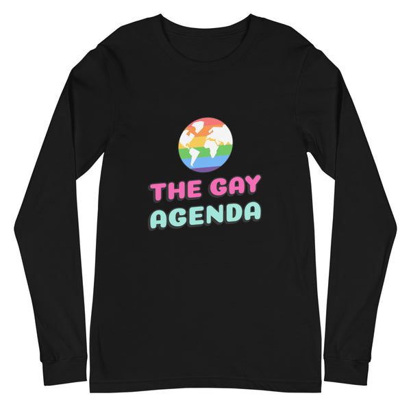 Black The Gay Agenda Unisex Long Sleeve T-Shirt by Queer In The World Originals sold by Queer In The World: The Shop - LGBT Merch Fashion