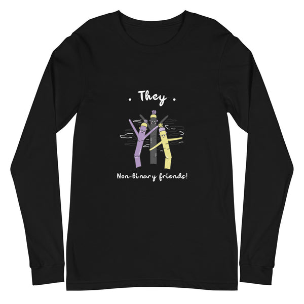 Black They Non-Binary Friends Unisex Long Sleeve T-Shirt by Queer In The World Originals sold by Queer In The World: The Shop - LGBT Merch Fashion