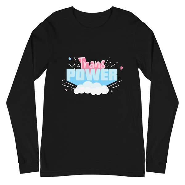 Black Trans Power Unisex Long Sleeve T-Shirt by Queer In The World Originals sold by Queer In The World: The Shop - LGBT Merch Fashion