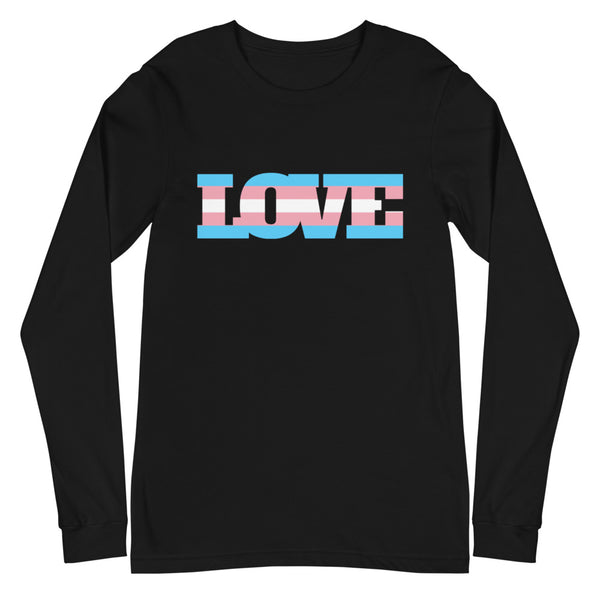 Black Transgender Love Unisex Long Sleeve T-Shirt by Queer In The World Originals sold by Queer In The World: The Shop - LGBT Merch Fashion