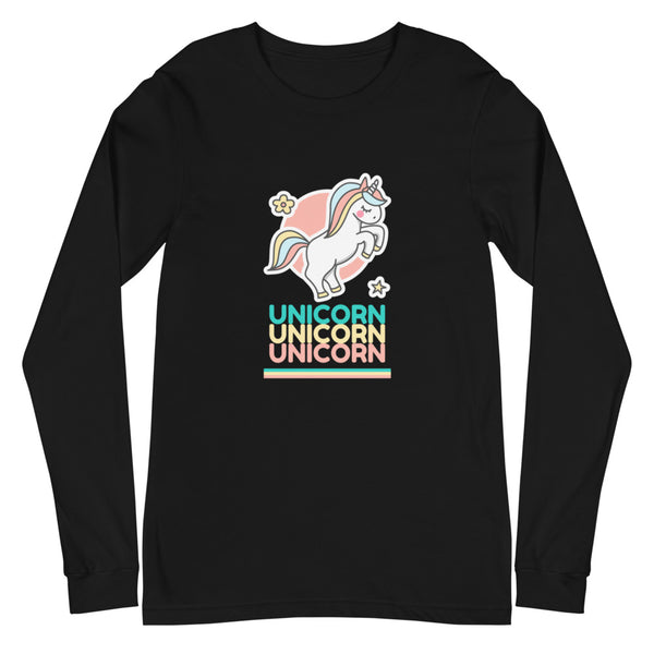 Black Unicorn Unicorn Unicorn Unisex Long Sleeve T-Shirt by Queer In The World Originals sold by Queer In The World: The Shop - LGBT Merch Fashion