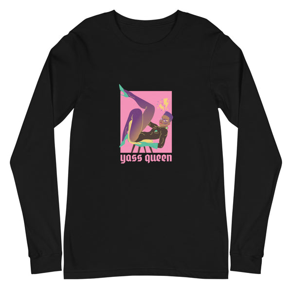 Black Yass Queen Unisex Long Sleeve T-Shirt by Queer In The World Originals sold by Queer In The World: The Shop - LGBT Merch Fashion