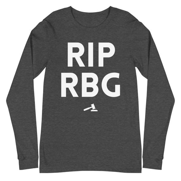 Dark Grey Heather RIP RBG Unisex Long Sleeve T-Shirt by Queer In The World Originals sold by Queer In The World: The Shop - LGBT Merch Fashion