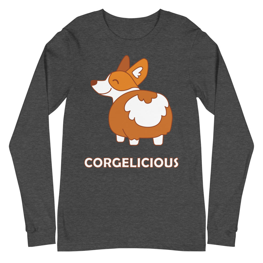 Dark Grey Heather Corgelicious Unisex Long Sleeve T-Shirt by Queer In The World Originals sold by Queer In The World: The Shop - LGBT Merch Fashion