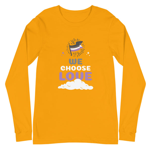 Gold Asexual We Choose Love Unisex Long Sleeve T-Shirt by Queer In The World Originals sold by Queer In The World: The Shop - LGBT Merch Fashion