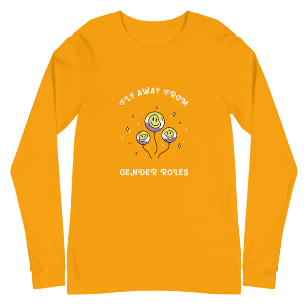 Gold Fly Away From Gender Roles Unisex Long Sleeve T-Shirt by Queer In The World Originals sold by Queer In The World: The Shop - LGBT Merch Fashion