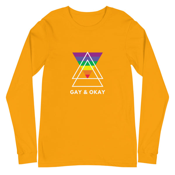 Gold Gay & Ok Unisex Long Sleeve T-Shirt by Queer In The World Originals sold by Queer In The World: The Shop - LGBT Merch Fashion