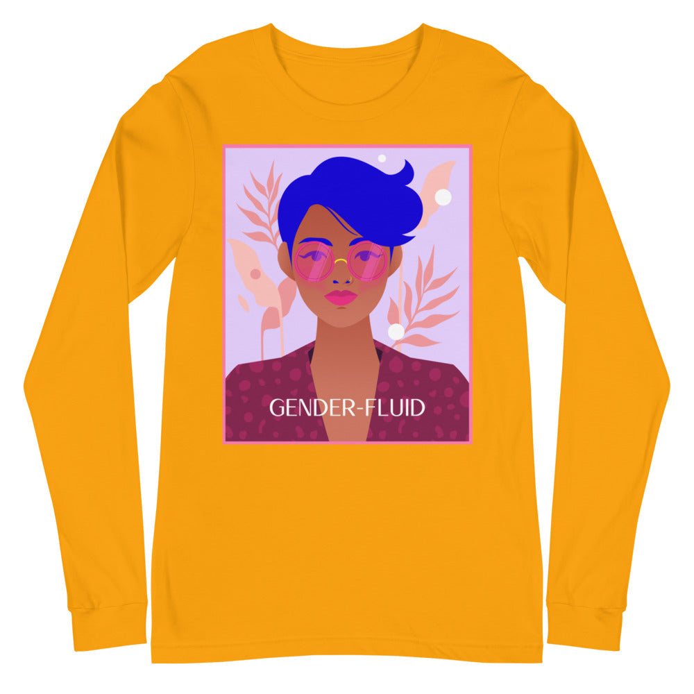 Gold Gender-fluid Unisex Long Sleeve T-Shirt by Queer In The World Originals sold by Queer In The World: The Shop - LGBT Merch Fashion