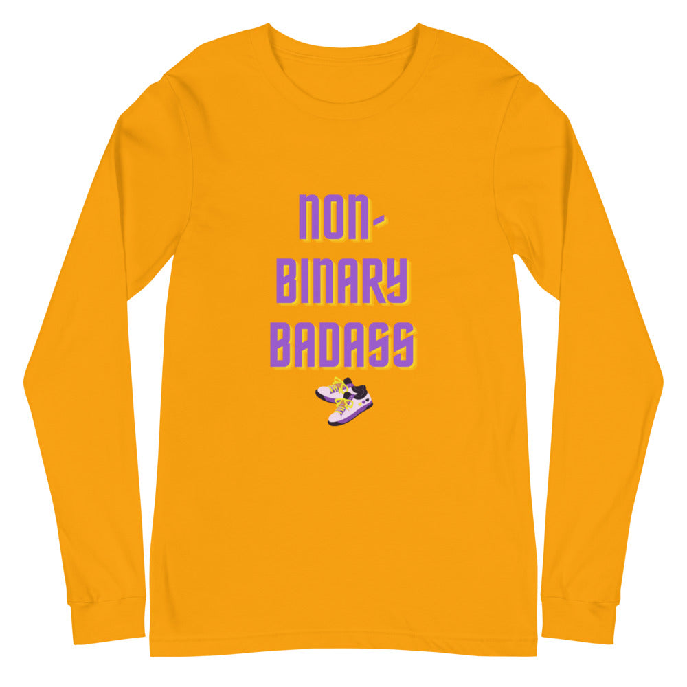 Gold Non-Binary Badass Unisex Long Sleeve T-Shirt by Queer In The World Originals sold by Queer In The World: The Shop - LGBT Merch Fashion