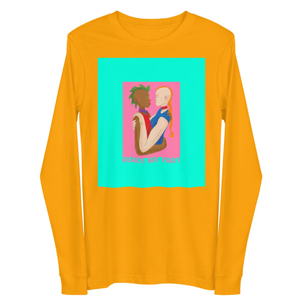 Gold Hearts Not Parts Unisex Long Sleeve Tee by Queer In The World Originals sold by Queer In The World: The Shop - LGBT Merch Fashion