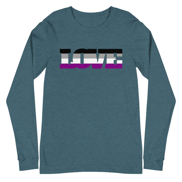 Heather Deep Teal Asexual Love Unisex Long Sleeve T-Shirt by Queer In The World Originals sold by Queer In The World: The Shop - LGBT Merch Fashion