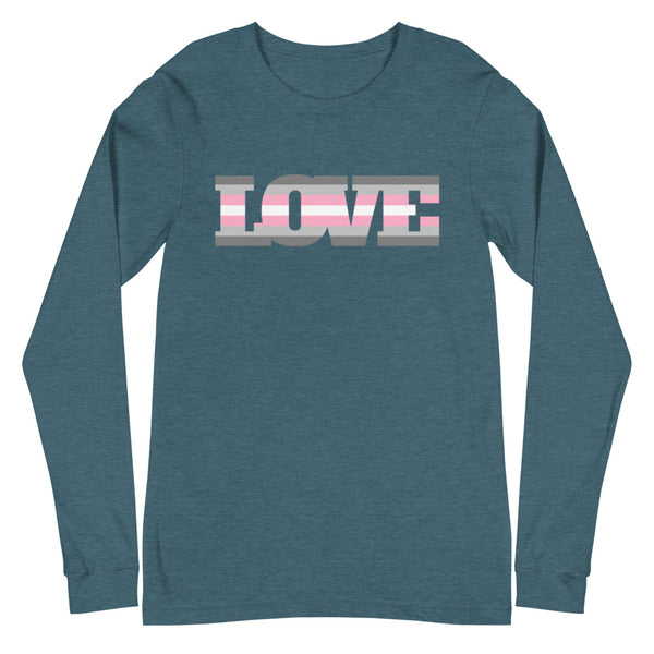 Heather Deep Teal Demigirl Love Unisex Long Sleeve T-Shirt by Queer In The World Originals sold by Queer In The World: The Shop - LGBT Merch Fashion