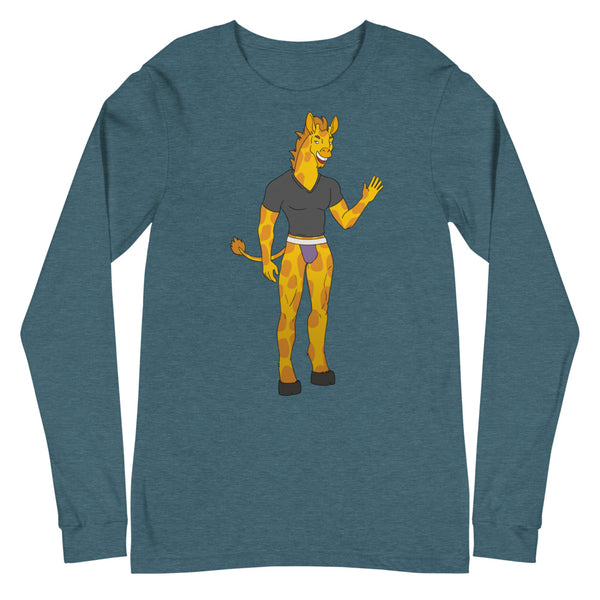 Heather Deep Teal Gay Giraffe Unisex Long Sleeve T-Shirt by Queer In The World Originals sold by Queer In The World: The Shop - LGBT Merch Fashion