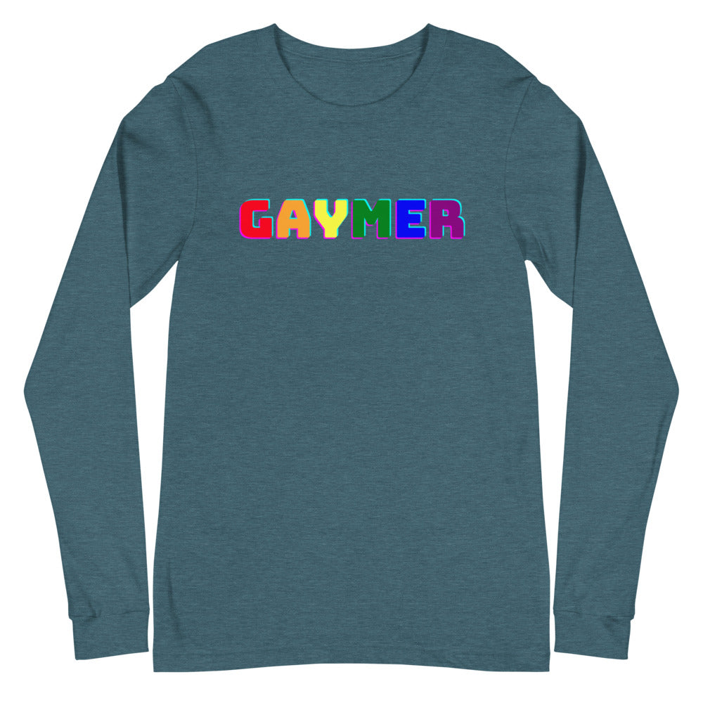 Heather Deep Teal Gaymer Unisex Long Sleeve T-Shirt by Printful sold by Queer In The World: The Shop - LGBT Merch Fashion