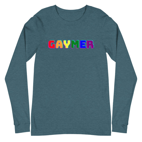 Heather Deep Teal Gaymer Unisex Long Sleeve T-Shirt by Queer In The World Originals sold by Queer In The World: The Shop - LGBT Merch Fashion