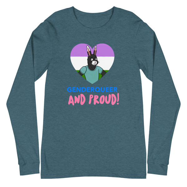 Heather Deep Teal Genderqueer And Proud Unisex Long Sleeve T-Shirt by Queer In The World Originals sold by Queer In The World: The Shop - LGBT Merch Fashion