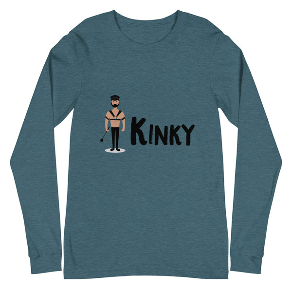 Heather Deep Teal Kinky Unisex Long Sleeve T-Shirt by Queer In The World Originals sold by Queer In The World: The Shop - LGBT Merch Fashion