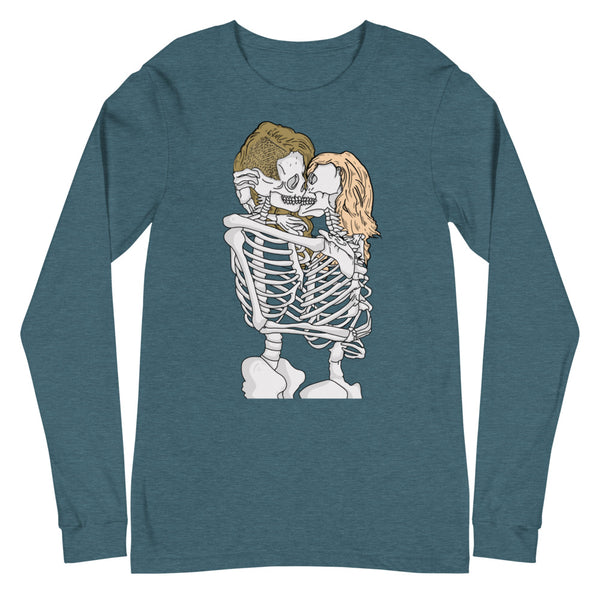 Heather Deep Teal Queer Skeletons Unisex Long Sleeve T-Shirt by Queer In The World Originals sold by Queer In The World: The Shop - LGBT Merch Fashion