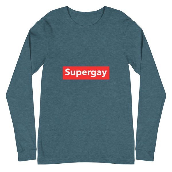 Heather Deep Teal Supergay Unisex Long Sleeve T-Shirt by Queer In The World Originals sold by Queer In The World: The Shop - LGBT Merch Fashion