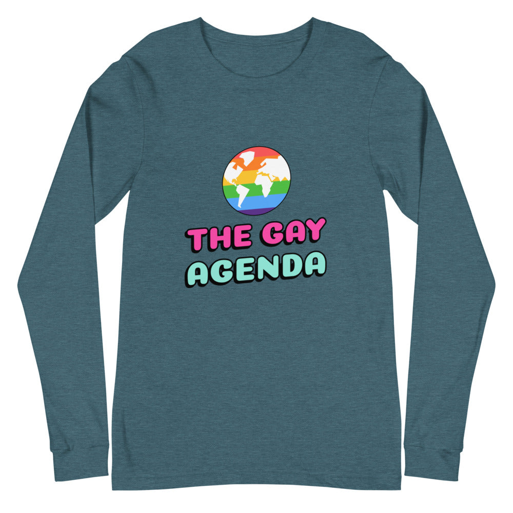 Heather Deep Teal The Gay Agenda Unisex Long Sleeve T-Shirt by Printful sold by Queer In The World: The Shop - LGBT Merch Fashion
