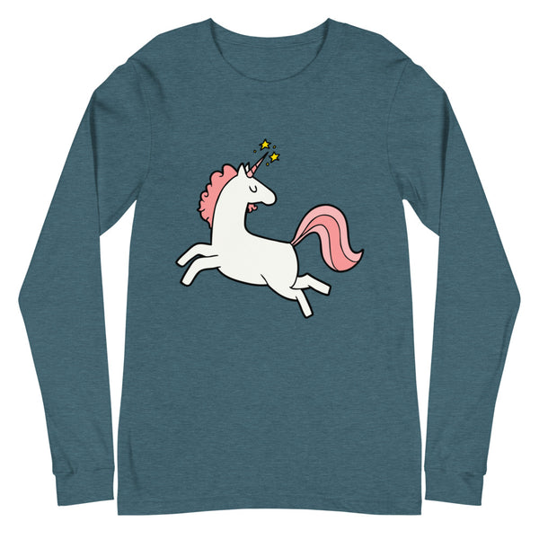 Heather Deep Teal Unicorn  Unisex Long Sleeve T-Shirt by Queer In The World Originals sold by Queer In The World: The Shop - LGBT Merch Fashion