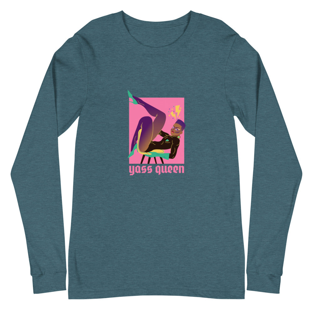 Heather Deep Teal Yass Queen Unisex Long Sleeve T-Shirt by Queer In The World Originals sold by Queer In The World: The Shop - LGBT Merch Fashion