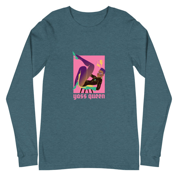 Heather Deep Teal Yass Queen Unisex Long Sleeve T-Shirt by Queer In The World Originals sold by Queer In The World: The Shop - LGBT Merch Fashion