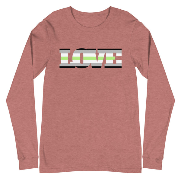 Heather Mauve Agender Love Unisex Long Sleeve T-Shirt by Queer In The World Originals sold by Queer In The World: The Shop - LGBT Merch Fashion
