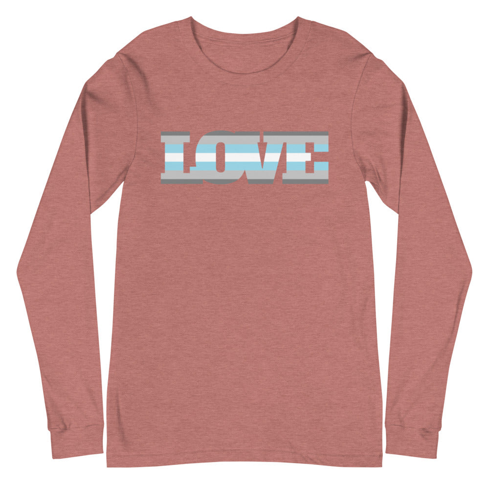 Heather Mauve Demiboy Love Unisex Long Sleeve T-Shirt by Queer In The World Originals sold by Queer In The World: The Shop - LGBT Merch Fashion