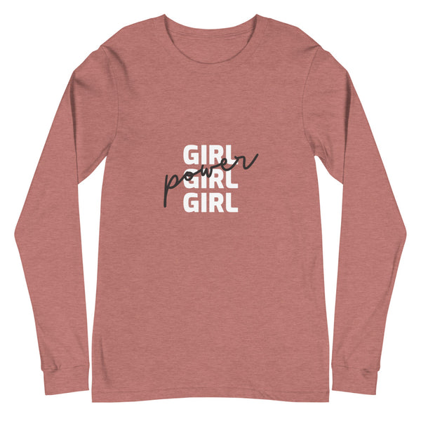 Heather Mauve Girl Girl Girl Power Unisex Long Sleeve T-Shirt by Queer In The World Originals sold by Queer In The World: The Shop - LGBT Merch Fashion