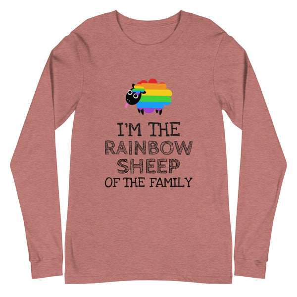 Heather Mauve I'm The Rainbow Sheep Of The Family Unisex Long Sleeve T-Shirt by Queer In The World Originals sold by Queer In The World: The Shop - LGBT Merch Fashion