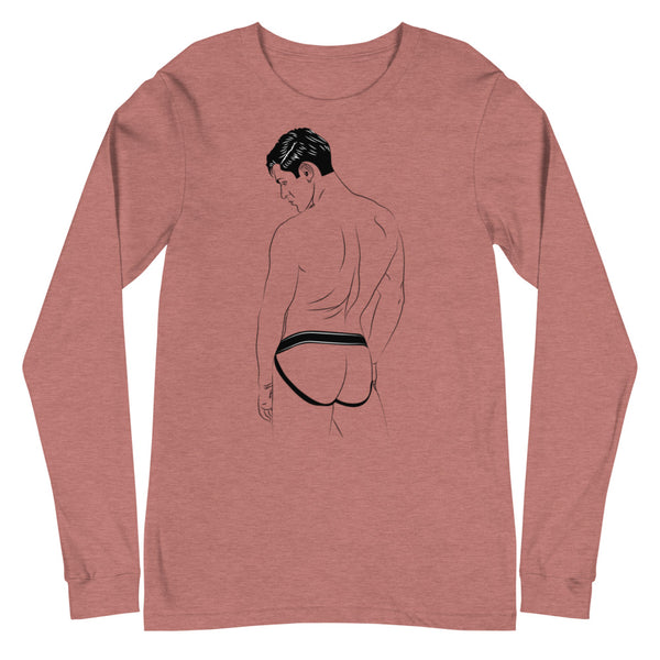 Heather Mauve Jockstrap Unisex Long Sleeve T-Shirt by Queer In The World Originals sold by Queer In The World: The Shop - LGBT Merch Fashion