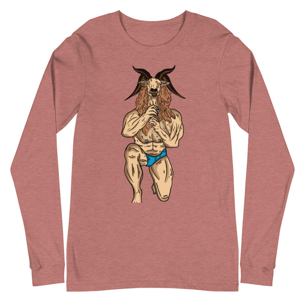 Heather Mauve Throat Goat Unisex Long Sleeve T-Shirt by Queer In The World Originals sold by Queer In The World: The Shop - LGBT Merch Fashion