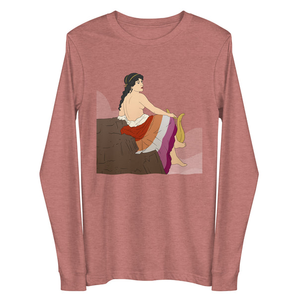 Heather Mauve Sappho Of Lesbos Unisex Long Sleeve Tee by Queer In The World Originals sold by Queer In The World: The Shop - LGBT Merch Fashion