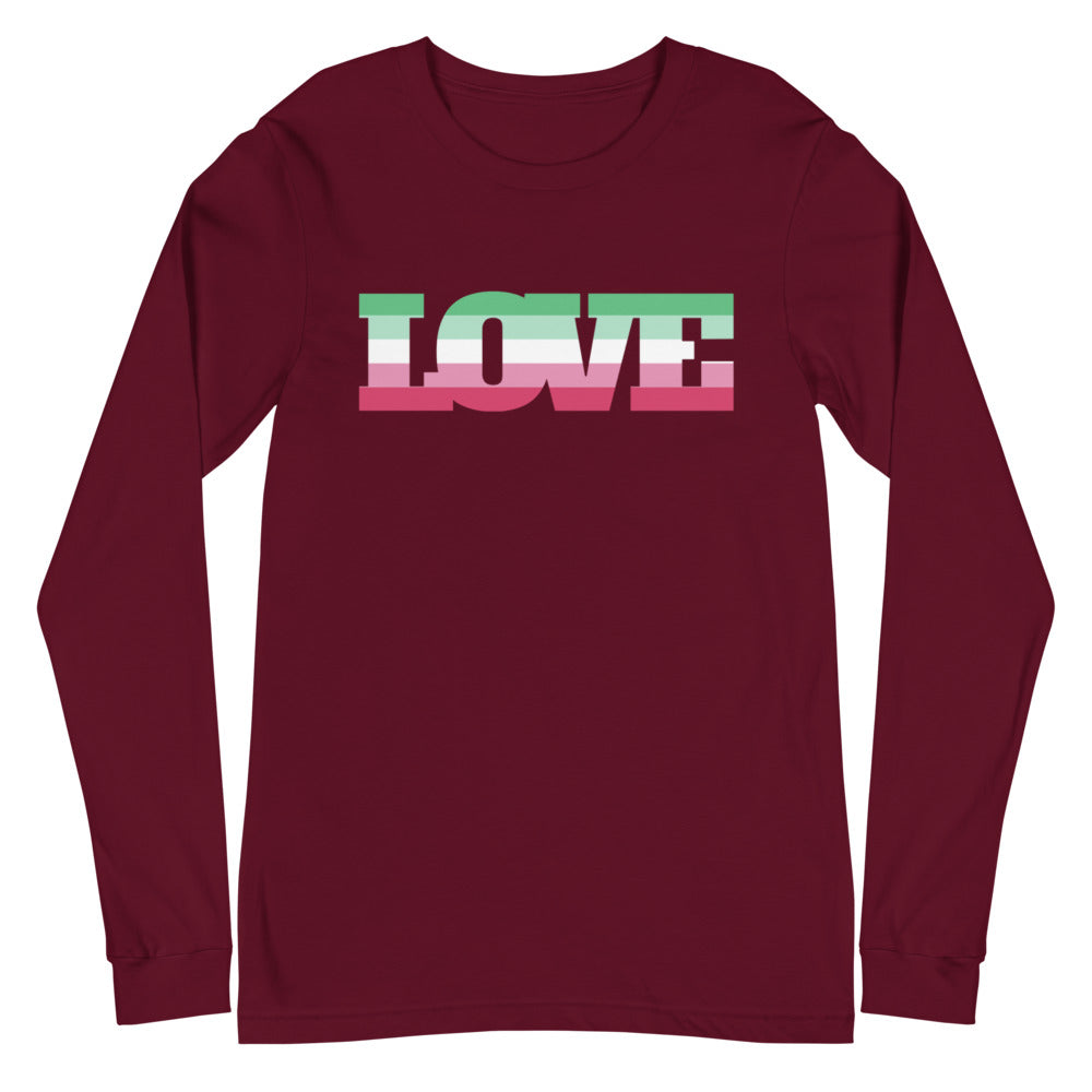 Maroon Abrosexual Pride Unisex Long Sleeve T-Shirt by Queer In The World Originals sold by Queer In The World: The Shop - LGBT Merch Fashion