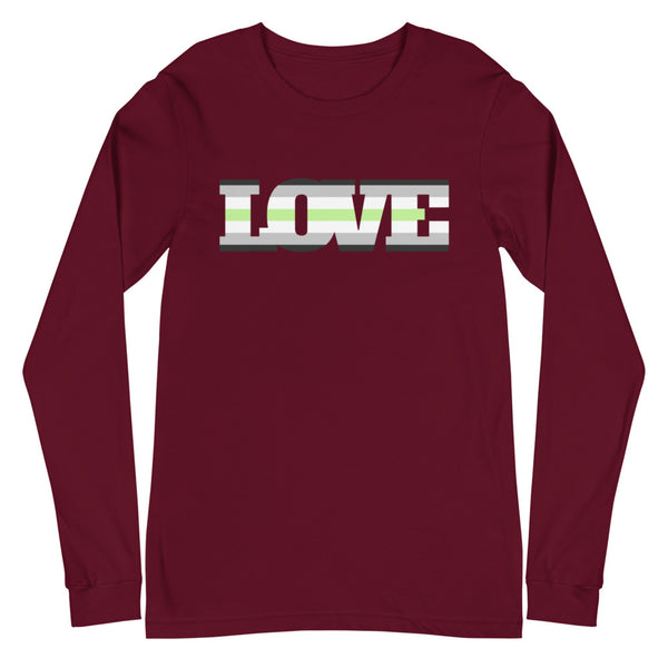 Maroon Agender Love Unisex Long Sleeve T-Shirt by Queer In The World Originals sold by Queer In The World: The Shop - LGBT Merch Fashion