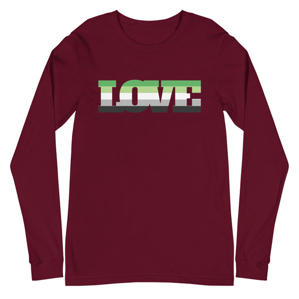 Maroon Aromantic Love Unisex Long Sleeve T-Shirt by Queer In The World Originals sold by Queer In The World: The Shop - LGBT Merch Fashion
