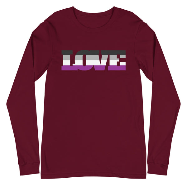 Maroon Asexual Love Unisex Long Sleeve T-Shirt by Queer In The World Originals sold by Queer In The World: The Shop - LGBT Merch Fashion