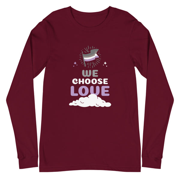 Maroon Asexual We Choose Love Unisex Long Sleeve T-Shirt by Queer In The World Originals sold by Queer In The World: The Shop - LGBT Merch Fashion