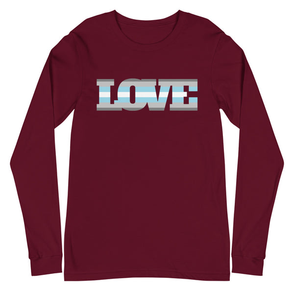 Maroon Demiboy Love Unisex Long Sleeve T-Shirt by Queer In The World Originals sold by Queer In The World: The Shop - LGBT Merch Fashion