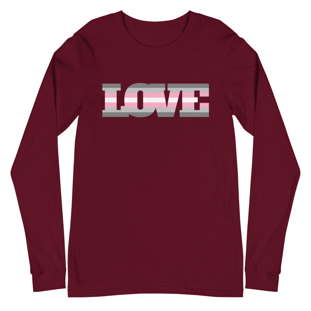 Maroon Demigirl Love Unisex Long Sleeve T-Shirt by Queer In The World Originals sold by Queer In The World: The Shop - LGBT Merch Fashion